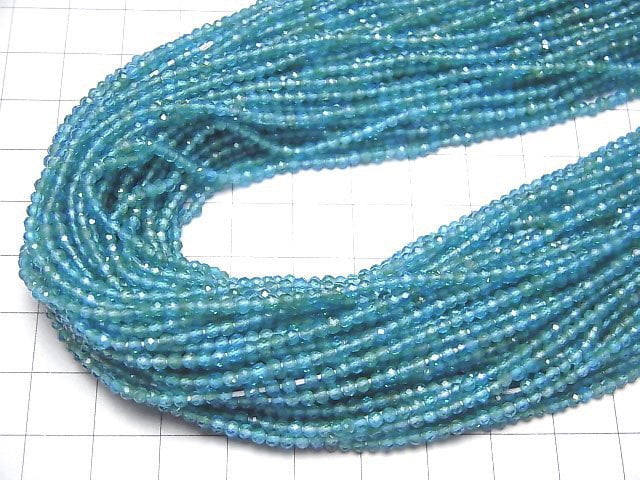 [Video]High Quality! Neon Blue Apatite AA++ Faceted Round 2mm 1strand beads (aprx.12inch/30cm)