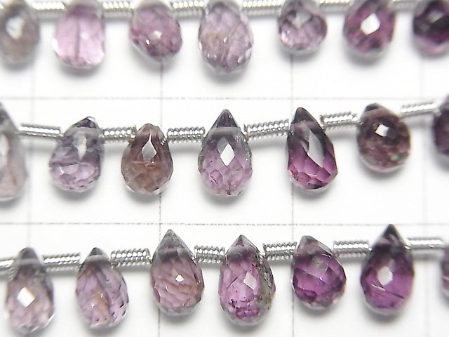 [Video]High Quality Multicolor Spinel AAA- Drop Faceted Briolette [Purple] half or 1strand beads (aprx.7inch/18cm)