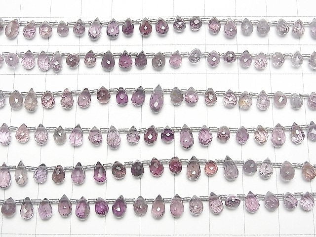 [Video]High Quality Multicolor Spinel AAA- Drop Faceted Briolette [Purple] half or 1strand beads (aprx.7inch/18cm)