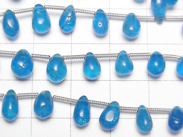 [Video] Neon Blue Apatite AA++ Drop (Smooth) 1strand beads (aprx.7inch/17cm)