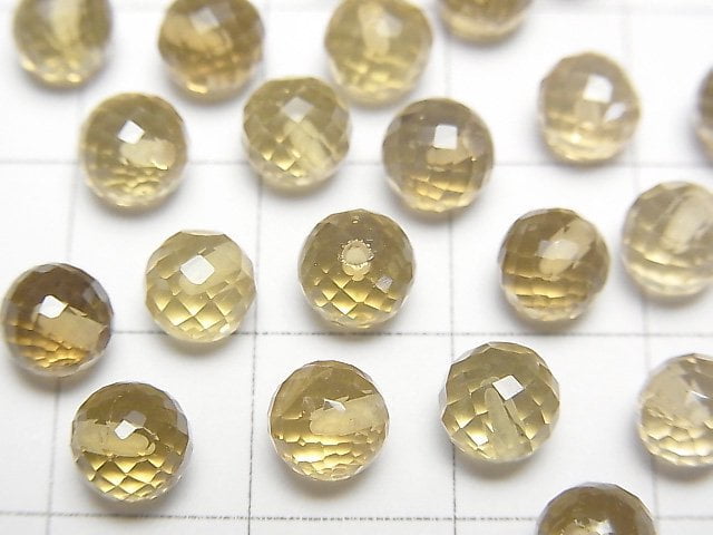 [Video]High Quality Beer Crystal Quartz AAA Half Drilled Hole Faceted Round 6mm 5pcs