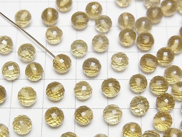 [Video]High Quality Beer Crystal Quartz AAA Half Drilled Hole Faceted Round 6mm 5pcs