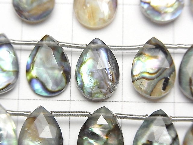 [Video]Abalone Shell x Crystal AAA Faceted Pear Shape 12x9mm half or 1strand (16pcs)