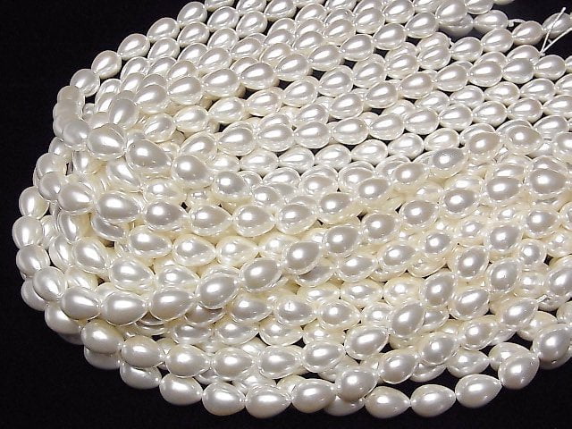 [Video]Shell Pearl White Drop 14x10x10mm 1strand beads (aprx.15inch/37cm)