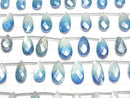 [Video]Bi-color Moonstone AA++ Pear shape Faceted Briolette Coating [White x Blue] 1strand beads (aprx.6inch/16cm)