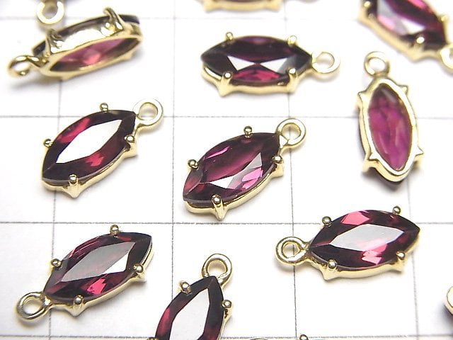 [Video]High Quality Rhodolite Garnet AAA Bezel Setting Marquise Faceted 10x5mm 18KGP 2pcs