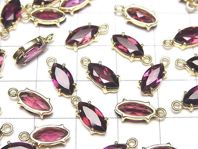 [Video]High Quality Rhodolite Garnet AAA Bezel Setting Marquise Faceted 10x5mm 18KGP 2pcs