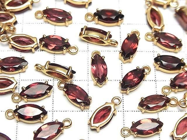 [Video]High Quality Rhodolite Garnet AAA Bezel Setting Marquise Faceted 10x5mm 18KGP 1pc