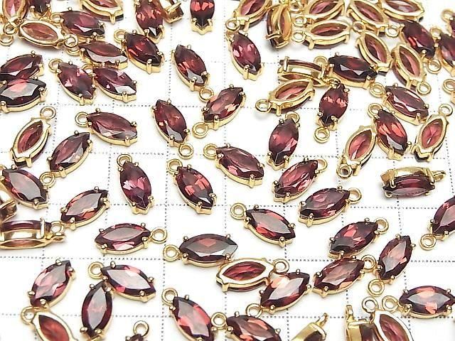 [Video]High Quality Rhodolite Garnet AAA Bezel Setting Marquise Faceted 10x5mm 18KGP 1pc