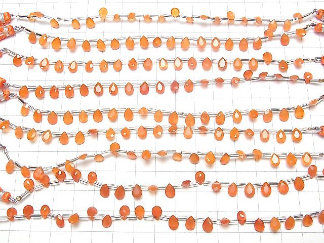 [Video]High Quality Carnelian AAA Pear shape Faceted 7x5mm 1strand (18pcs )