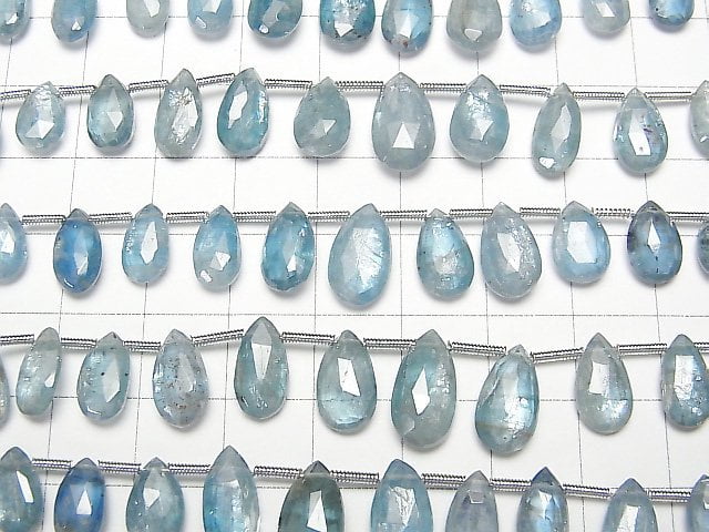 [Video] Sky Kyanite AA++ Pear shape Faceted Briolette [Blue] half or 1strand beads (aprx.7inch/18cm)