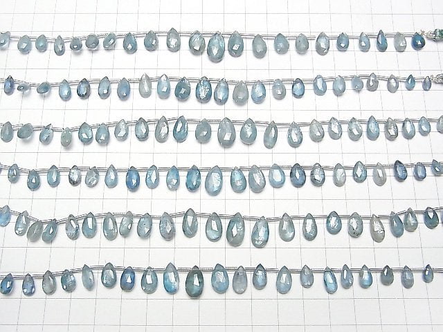 [Video] Sky Kyanite AA++ Pear shape Faceted Briolette [Blue] half or 1strand beads (aprx.7inch/18cm)