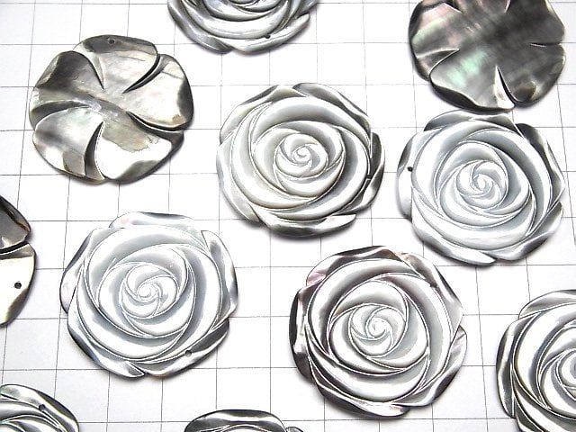 [Video] High Quality Black Shell (Black-lip Oyster) Rose 35mm 1pc