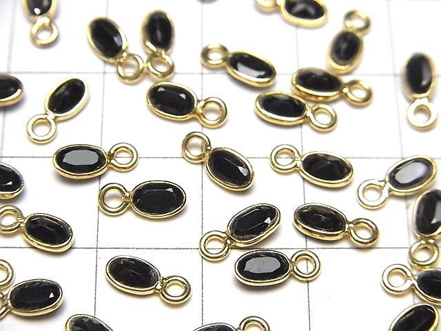 [Video]High Quality Black Spinel AAA- Bezel Setting Oval Faceted 5x3mm [One Side] 18KGP 5pcs