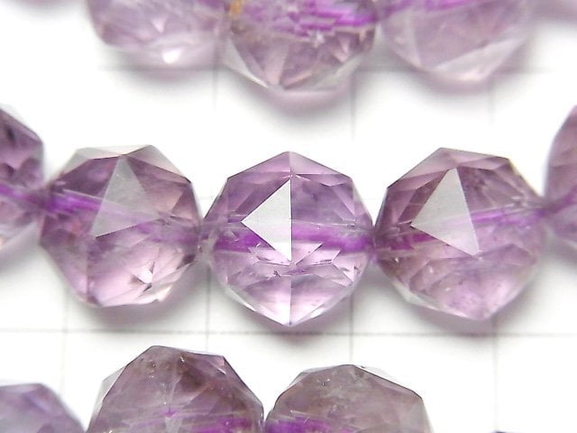 [Video]High Quality! Amethyst x Smokey AA++ Star Faceted Round 12mm Bracelet