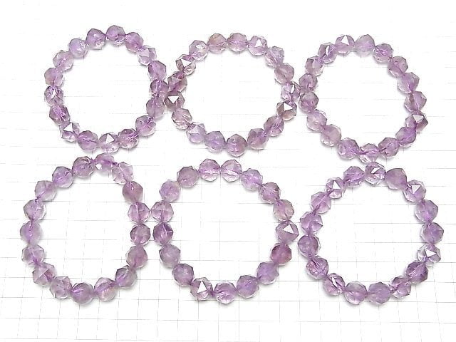 [Video]High Quality! Amethyst x Smokey AA++ Star Faceted Round 12mm Bracelet