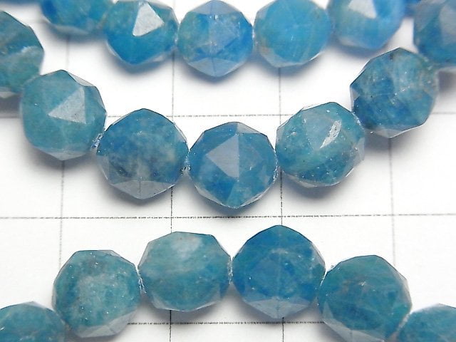 [Video]High Quality! Blue Apatite AA++ Star Faceted Round 8mm Bracelet