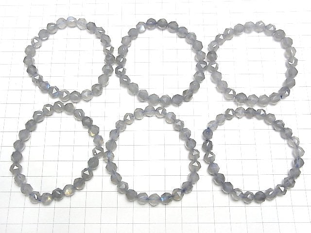 [Video]High Quality! Labradorite AAA Star Faceted Round 8mm Bracelet