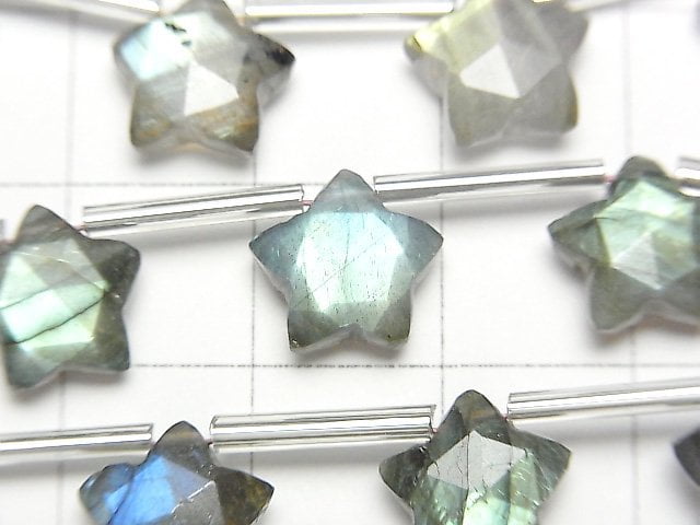 [Video]Labradorite AA++ Faceted Star 10x10mm 1strand (9pcs )