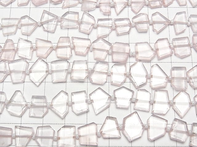 [Video]High Quality Rose Quartz AAA- Rough Slice Faceted 1strand beads (aprx.7inch/18cm)