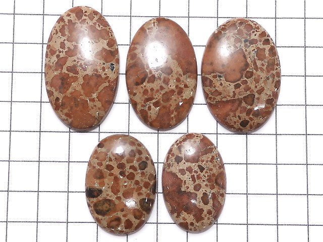 [Video][One of a kind] Asteroid Jasper Cabochon 5pcs set NO.14