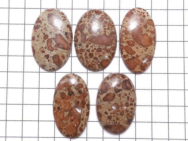 [Video][One of a kind] Asteroid Jasper Cabochon 5pcs set NO.18