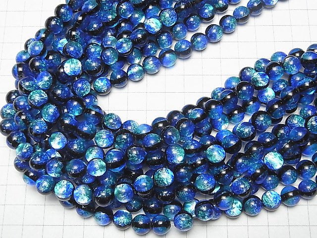 [Video] Lampwork Beads Round 10mm [Taketomi Marine/Luminous type] 1/4 or 1strand beads (aprx.15inch/36cm)