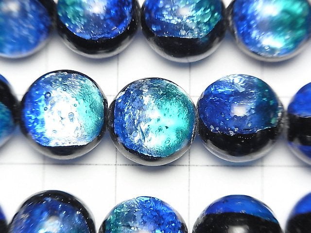 [Video]Lampwork Beads Round 12mm [Taketomi Blue/Luminous type ] 1/4 or 1strand beads (aprx.14inch/35cm)