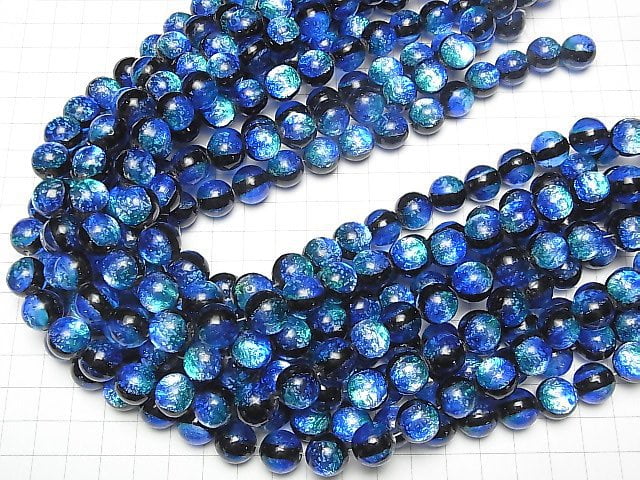 [Video]Lampwork Beads Round 12mm [Taketomi Blue/Luminous type ] 1/4 or 1strand beads (aprx.14inch/35cm)