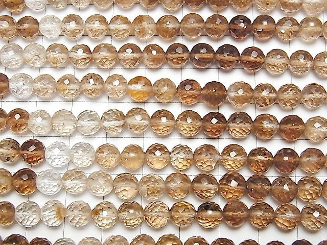 [Video]High Quality Brown Topaz AAA- Round cut half or 1strand beads (aprx.12inch/30cm)