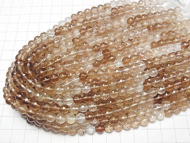 [Video]High Quality Brown Topaz AAA- Round cut half or 1strand beads (aprx.12inch/30cm)