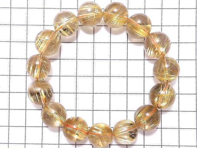 [Video][One of a kind] High Quality Rutilated Quartz AAA++ Round 14.5mm Bracelet NO.303