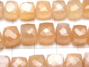 [Video]High Quality Orange Moonstone AA++ Cube Shape [Light Color] half or 1strand beads (aprx.7inch/18cm)
