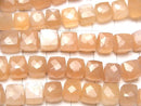 [Video]High Quality Orange Moonstone AA++ Cube Shape [Light Color] half or 1strand beads (aprx.7inch/18cm)