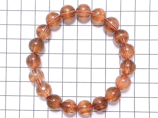 [Video][One of a kind] High Quality Copper Rutilated Quartz AAA Round 10.5mm Bracelet NO.201