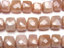 [Video]High Quality Orange Moonstone AA++ Cube Shape [Dark Color] half or 1strand beads (aprx.7inch/18cm)