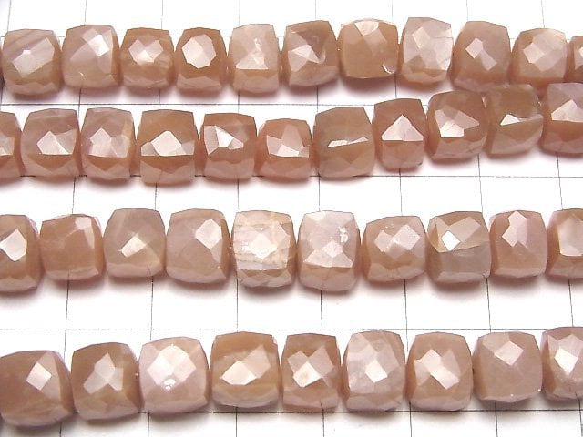 [Video]High Quality Orange Moonstone AA++ Cube Shape [Dark Color] half or 1strand beads (aprx.7inch/18cm)