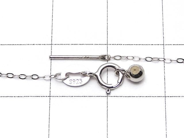 Silver 925 Flat Azuki Chain with Slide Adjuster, 1mm Rhodium Plated [45cm][50cm][60cm] Necklace 1pc
