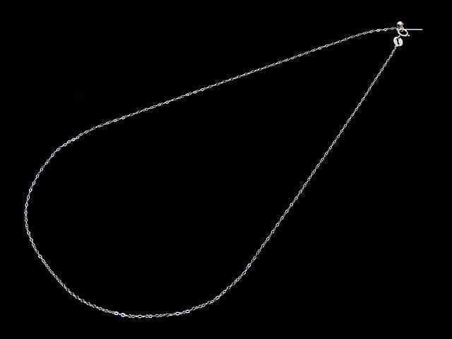 Silver 925 Flat Azuki Chain with Slide Adjuster, 1mm Rhodium Plated [45cm][50cm][60cm] Necklace 1pc