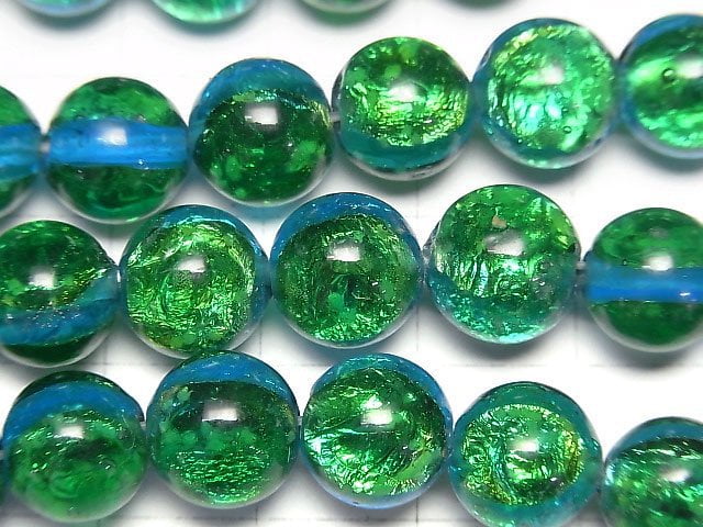 [Video] Lampwork Beads Round 10mm [Iheyamarin/Luminous type] 1/4 or 1strand beads (aprx.15inch/36cm)