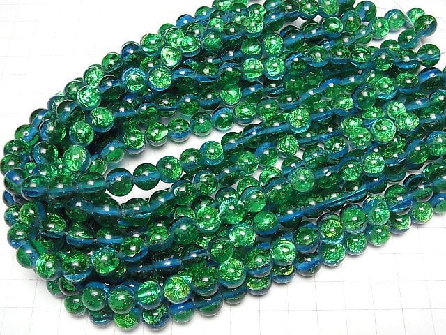 [Video] Lampwork Beads Round 10mm [Iheyamarin/Luminous type] 1/4 or 1strand beads (aprx.15inch/36cm)