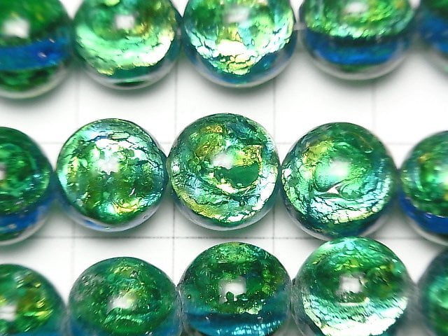 [Video]Lampwork Beads Round 12mm [Iheya Blue/Luminous type ] 1/4 or 1strand beads (aprx.14inch/35cm)