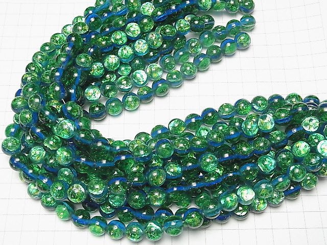 [Video]Lampwork Beads Round 12mm [Iheya Blue/Luminous type ] 1/4 or 1strand beads (aprx.14inch/35cm)