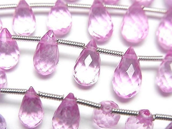 [Video] High Quality Pink Topaz AAA- Drop Faceted Briolette Half or 1 Strand (22pcs)