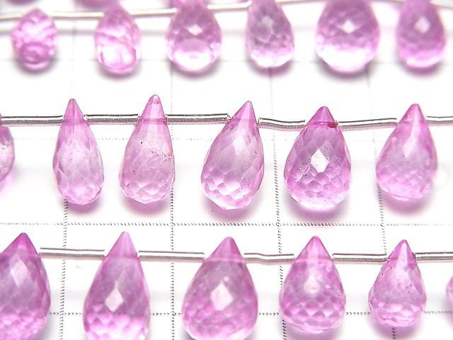 [Video] High Quality Pink Topaz AAA- Drop Faceted Briolette half or 1strand (20pcs)