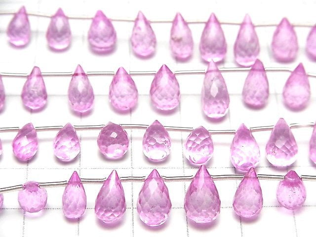 [Video] High Quality Pink Topaz AAA- Drop Faceted Briolette half or 1strand (20pcs)