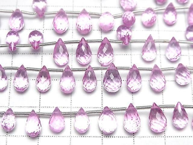 [Video] High Quality Pink Topaz AAA- Drop Faceted Briolette Half or 1 Strand (22pcs)