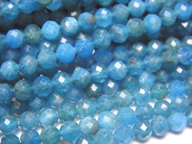 Apatite, Faceted Round Gemstone Beads