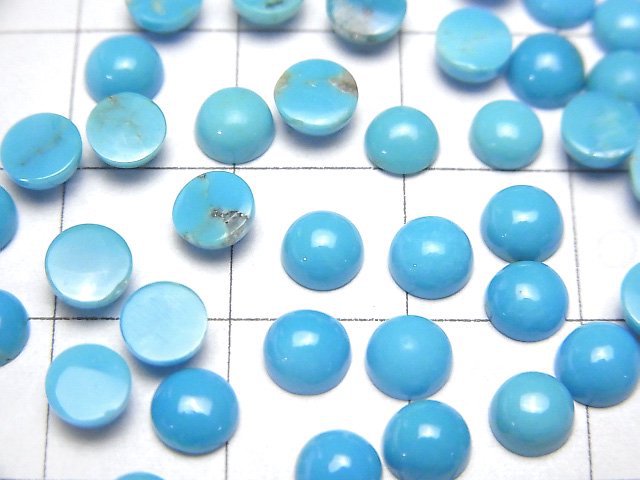 [Video]High Quality Sleeping Beauty Turquoise AAA Round Cabochon 5x5mm 2pcs