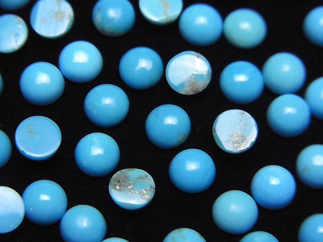 [Video]High Quality Sleeping Beauty Turquoise AAA Round Cabochon 5x5mm 2pcs